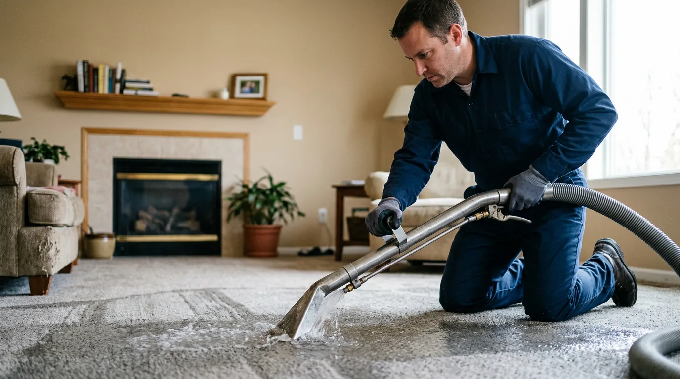 Water damage restoration technician working near Spring Valley, WI